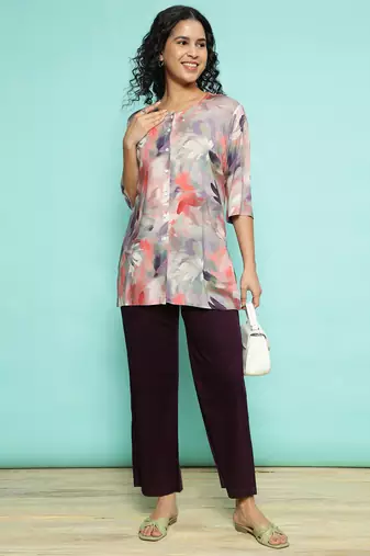 Senorita light pink  modal printed co-ord set - regular fit, full sleeve