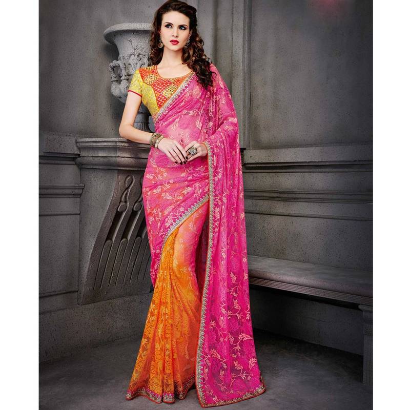 Shaded Chandelier net saree with blouse
