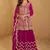 Rani pink chinon silk hand work lehenga style suit