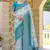 Blue zari work pashmina silk blend  heavy fancy saree with blouse for party wear