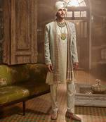 Open sage green textured indo-western