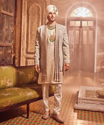 Open sage green textured indo-western 4