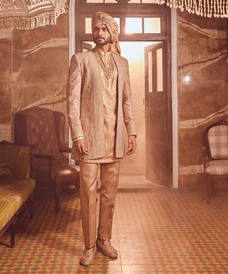 Bronze regal raw silk embroidered indo-western 1