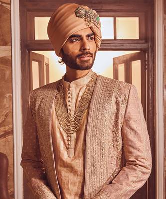 Bronze regal raw silk embroidered indo-western 2