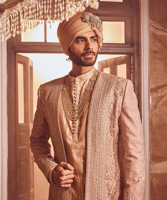 Bronze regal raw silk embroidered indo-western 5