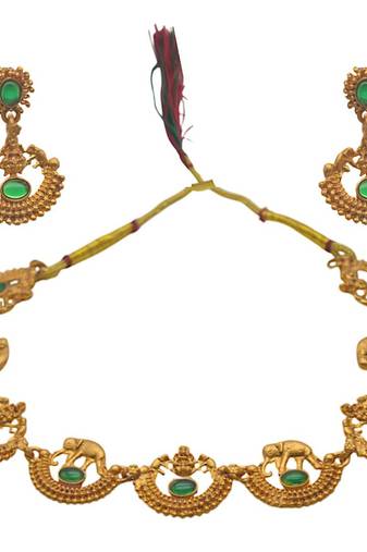 South indian gold plated necklace set with dangle earrings lightweight jewelry for every occasion for women