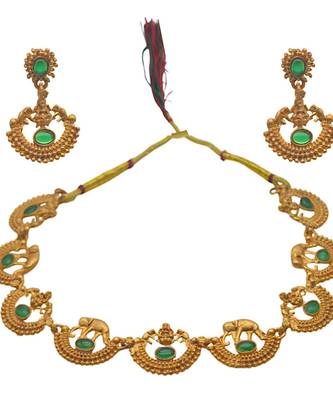 South indian gold plated necklace set with dangle earrings lightweight jewelry for every occasion for women 5