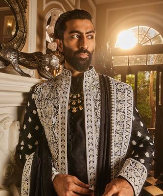 Black zari dori embroidered indo-western set 2