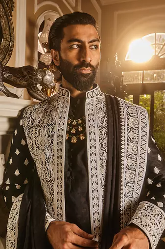 Black zari dori embroidered indo-western set