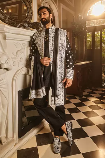 Black zari dori embroidered indo-western set