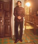 Wine tigene pitta embroidered bandhgala