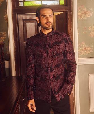 Wine tigene pitta embroidered bandhgala 3
