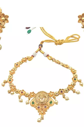 Fashion indian bridal jewelry peacock design with hanging white beads earrings gold plated necklace set choker