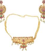 Latest stylish south indian choker for women gold plated necklace set with earrings lightweight fashion jewelry
