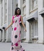 Pink Hand painted cotton saree