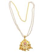 Fashion temple necklace gold plated choker white pearl mult layered chain lightweight easy to wear women jewelry