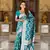 teal green weaving zari meenakari work silk blend saree