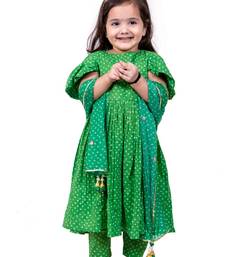 Green bandhani anarkali set