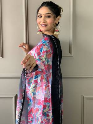 Black rayon embroidered kurta pant with dupatta 5