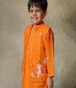 Red pichwai bandi embroidered kurta set