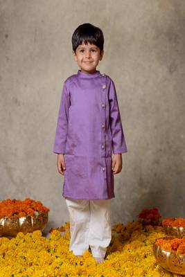 Lavender hand embroidred kurta 1