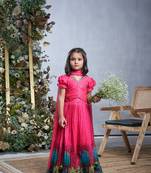 Deep pink floral printed lehenga set