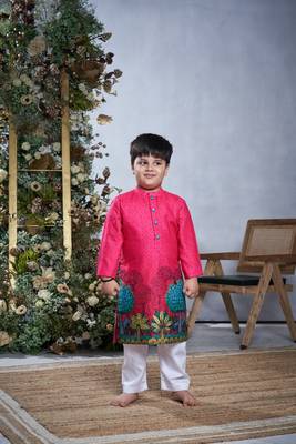 Pink pichwai print kurta set 1