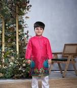 Pink pichwai print kurta set