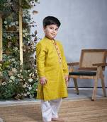 Yellow & pink cotton kurta set