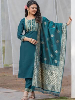 Rama rayon jacquard kurta pant with dupatta 3