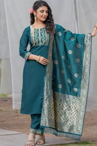Rama rayon jacquard kurta pant with dupatta