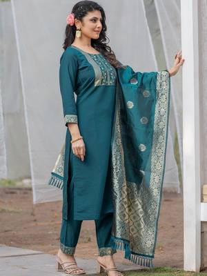 Rama rayon jacquard kurta pant with dupatta 5