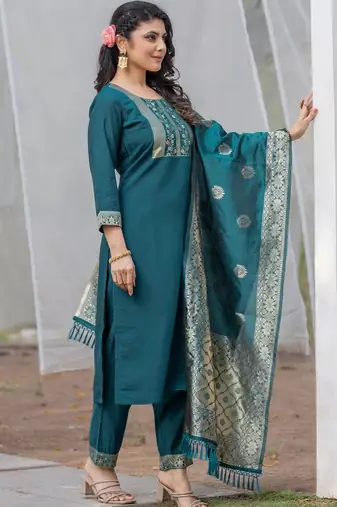 Rama rayon jacquard kurta pant with dupatta