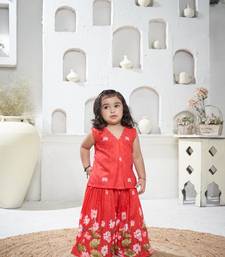 Red floral printed sharara set