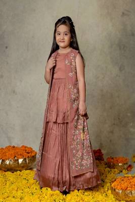 Mauve embroidered jacket lehenga set 1