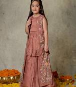 Mauve embroidered jacket lehenga set