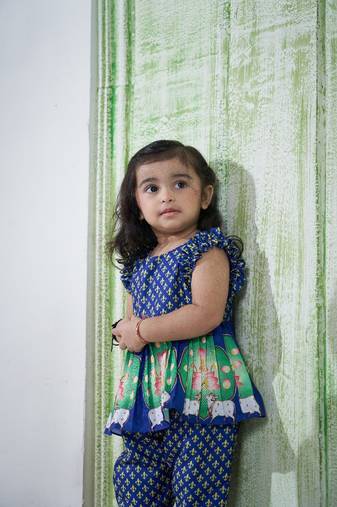 Pichwai blue peplum pant set