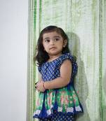 Pichwai blue peplum pant set