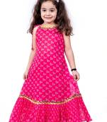 Pink bandhani  frills dress