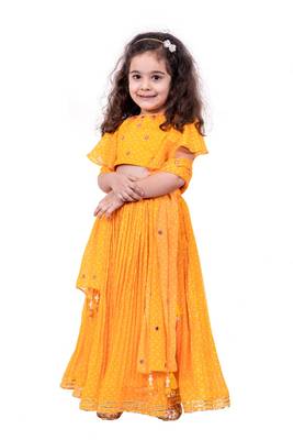 Yellow bandhani ghaghra set 1