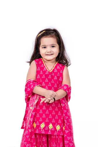 Pink mirror bandhani sharara set