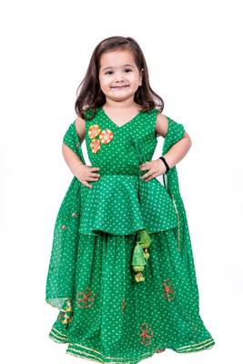 Green bandhani peplum with ghaghra 1