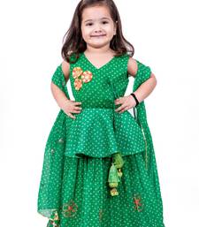 Green bandhani peplum with ghaghra