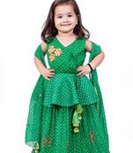 Green bandhani peplum with ghaghra