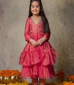 Pink embroidered anarkali set