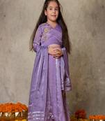 Lavender hand embroidered lehenga set