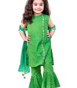 Green bandhani print sharara set