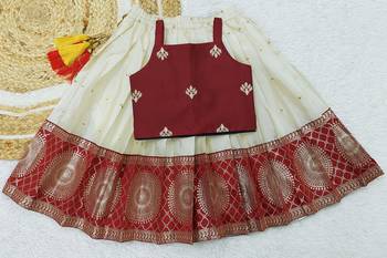 Baby Girls South Indian Pattu Pavadai Lehenga Choli set For kids 1