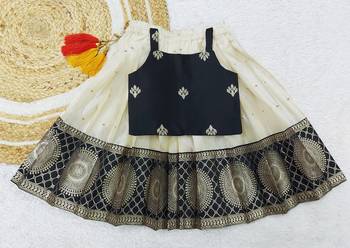  Baby Girls South Indian Pattu Pavadai Black Lehenga Choli set For kids 1