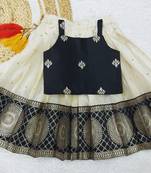 Baby Girls South Indian Pattu Pavadai Black Lehenga Choli set For kids